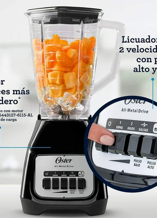Licuadora Oster BLSTKAP-BPB-013 Kalimán – 2 Velocidades, 400W, Color Negro con Vaso de Plástico