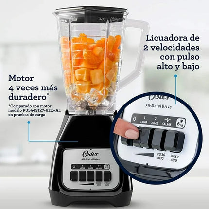 Licuadora Oster BLSTKAP-BPB-013 Kalimán – 2 Velocidades, 400W, Color Negro con Vaso de Plástico