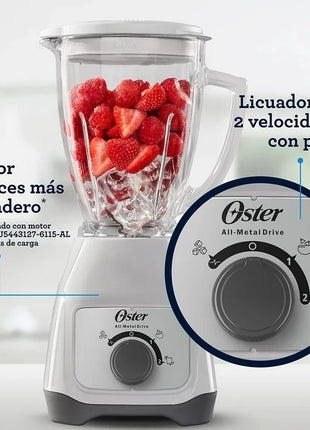 Licuadora Oster BLSTKAP-RPB-013 Kalimán – Vaso de Plástico, 2 Velocidades, 400W, Color Rojo con Botones