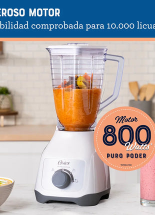 Licuadora Oster BLSTKAP-WRB-013 Kalimán – 2 Velocidades, 400W, Color Blanco con Vaso de Plástico