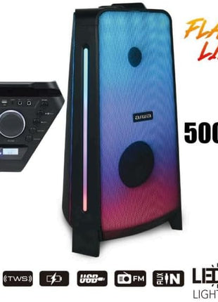 Bocina Bluetooth Aiwa AWPOK400LD – 50W, TWS, Radio FM y Sonido Potente en Todo Momento