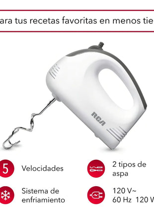 Batidora de Mano RCA RC-094 – 5 Velocidades, Potente, Ligera y Fácil de Usar