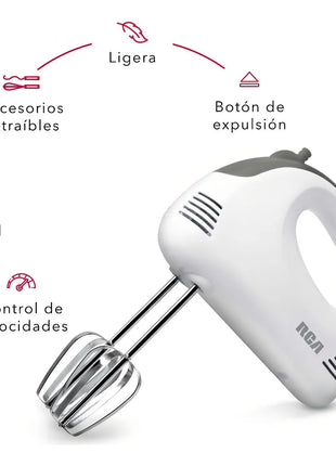 Batidora de Mano RCA RC-094 – 5 Velocidades, Potente, Ligera y Fácil de Usar