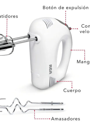 Batidora de Mano RCA RC-094 – 5 Velocidades, Potente, Ligera y Fácil de Usar