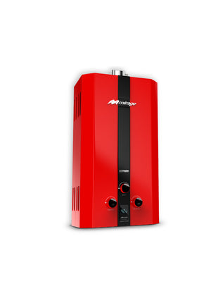 Boiler de Gas LP Mirage FLUX 6L/min | Cero Presión de Agua | Encendido Automático | Color Rojo | Instantáneo | Bajo Consumo