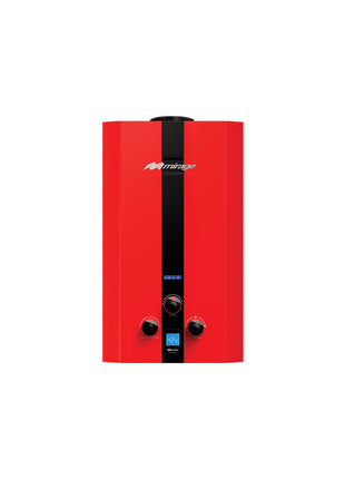 Boiler de Gas LP Mirage FLUX 6L/min | Cero Presión de Agua | Encendido Automático | Color Rojo | Instantáneo | Bajo Consumo