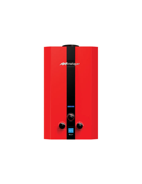 Boiler de Gas LP Mirage FLUX 6L/min | Cero Presión de Agua | Encendido Automático | Color Rojo | Instantáneo | Bajo Consumo