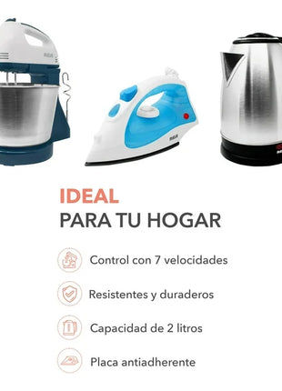 Combo Básico RCA RC-BS – Plancha, Batidora y Tetera Eléctrica