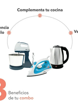 Combo Básico RCA RC-BS – Plancha, Batidora y Tetera Eléctrica