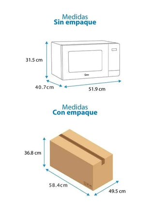 Horno de Microondas Midea MMDK14S2MG 1.4 Pies³ – Silver con Puerta de Acabado Espejo