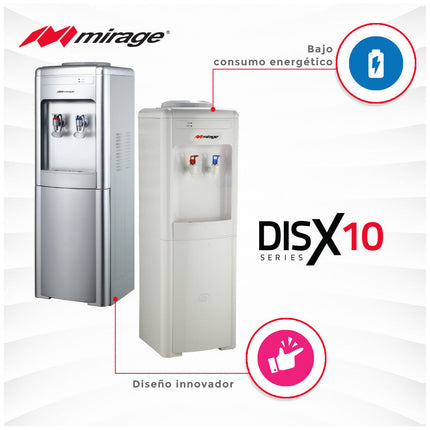 Dispensador de Agua Mirage DISX10 MDD10CB | 3 Temperaturas | Mesa con Garrafón Superior | Color Gris | Compacto 52 cm Alto