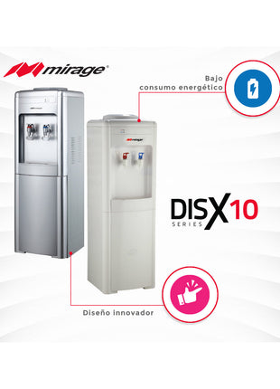Dispensador de Agua Mirage DISX10 MDD10CS | 3 Temperaturas | Mesa con Garrafón Superior | Color Gris | Compacto 52 cm Alto