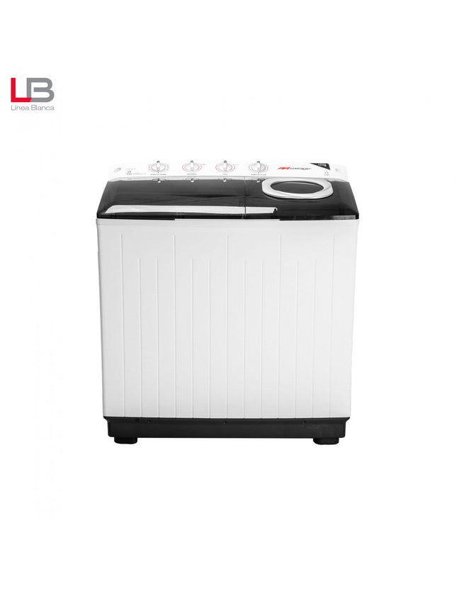 Lavadora Semiautomática Mirage LMS016M | 16 kg | Doble Tina | Ahorro de Agua y Energía | Color Blanco con Tapa Transparente